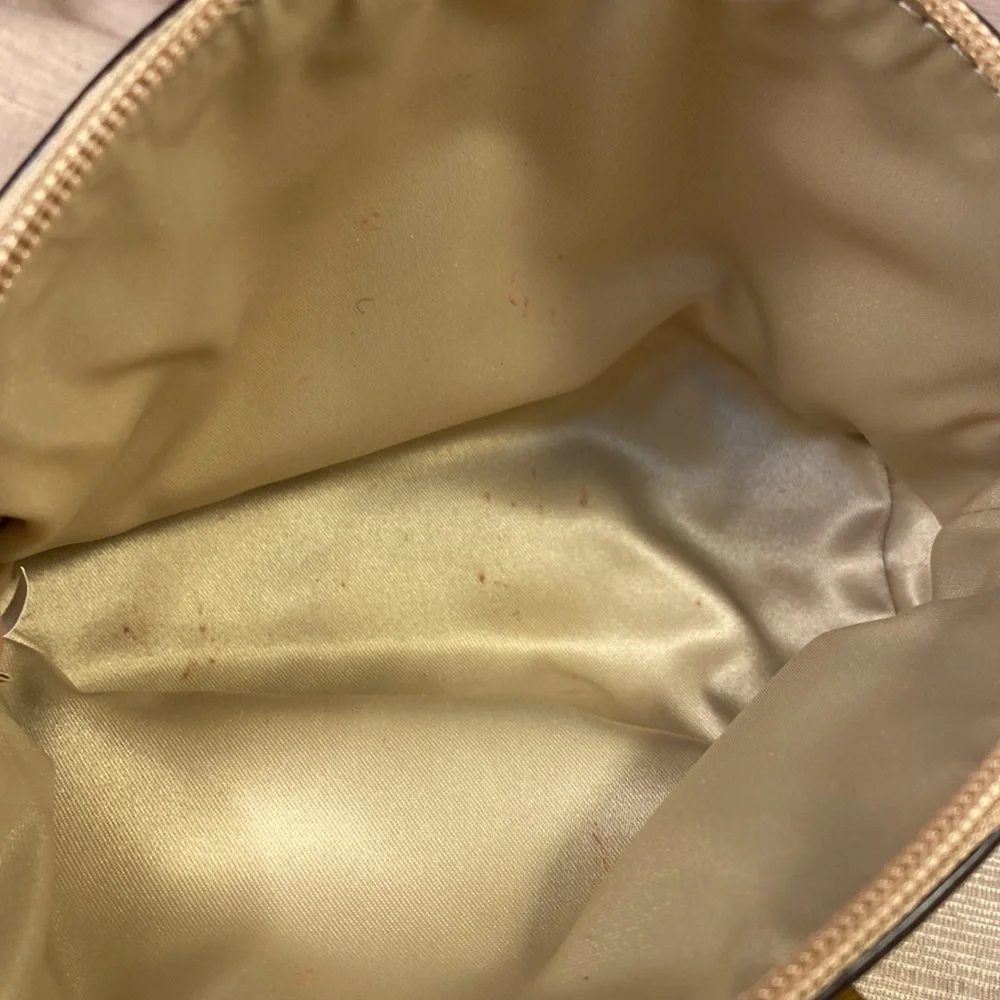 Coach gold metallic color cosmetic pouch w/elegant bow